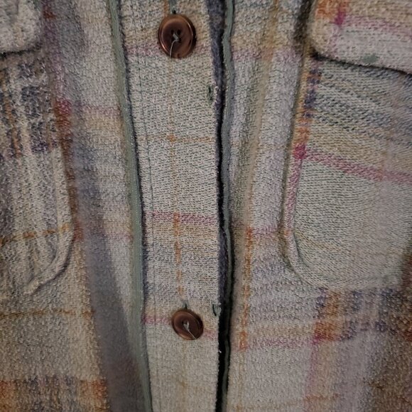 Free People Plaid Long Ruby Jacket Women's M Oversized Sage Combo EUC - Picture 8 of 9
